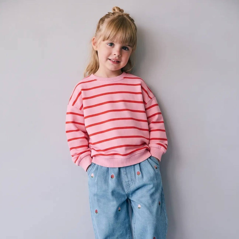 LA'CİEL PEMBE ÇİZGİLİ SWEATSHİRT - Lilou's Kids Fashion