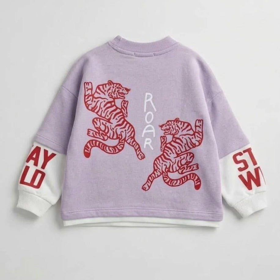 LA'CİEL PARİS MOR ÇİFT KOL SWEATSHİRT - Lilou's Kids Fashion