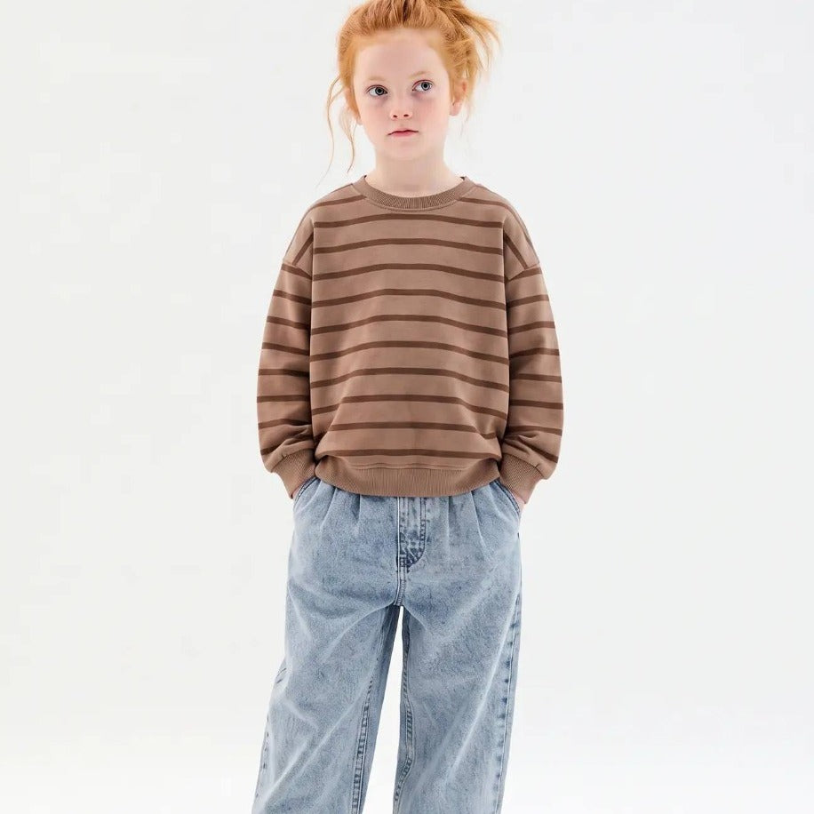 LA'CİEL KAHVERENGİ ÇİZGİLİ SWEATSHİRT - Lilou's Kids Fashion