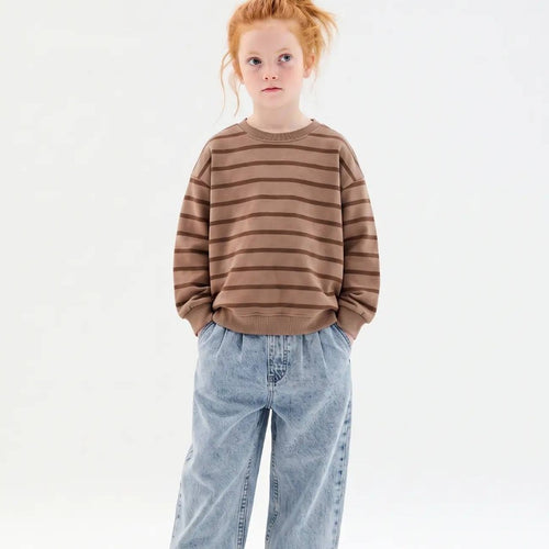 LA'CİEL KAHVERENGİ ÇİZGİLİ SWEATSHİRT - Lilou's Kids Fashion