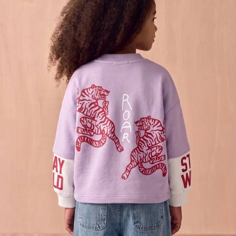 LA'CİEL PARİS MOR ÇİFT KOL SWEATSHİRT - Lilou's Kids Fashion
