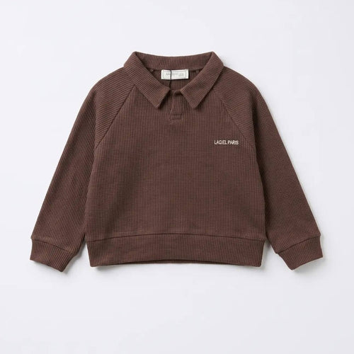 GOFRE KUMAŞ KAHVERENGİ POLO YAKA - Lilou's Kids Fashion