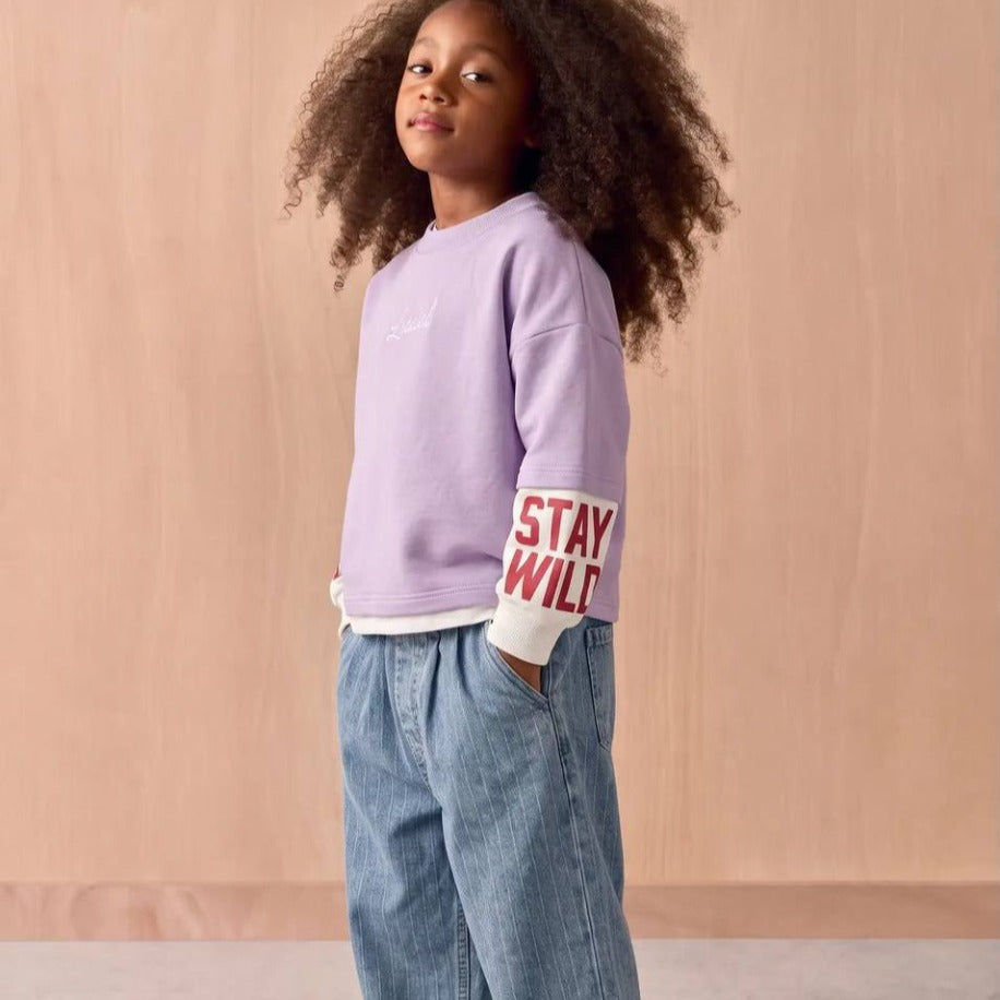 LA'CİEL PARİS MOR ÇİFT KOL SWEATSHİRT - Lilou's Kids Fashion