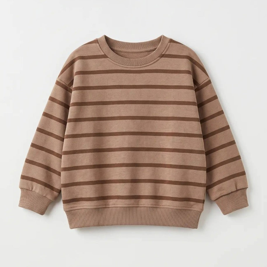 LA'CİEL KAHVERENGİ ÇİZGİLİ SWEATSHİRT - Lilou's Kids Fashion