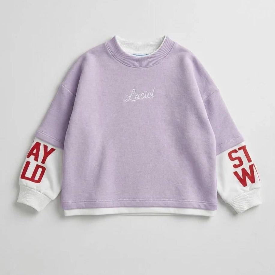 LA'CİEL PARİS MOR ÇİFT KOL SWEATSHİRT - Lilou's Kids Fashion