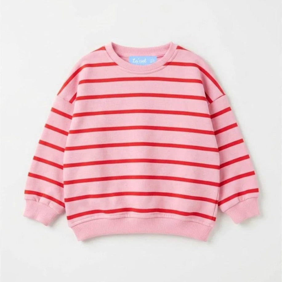LA'CİEL PEMBE ÇİZGİLİ SWEATSHİRT - Lilou's Kids Fashion